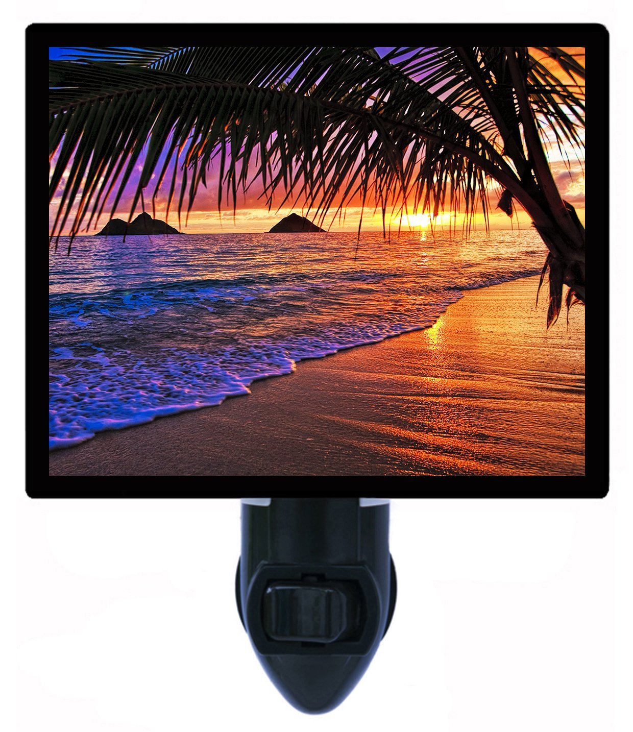 Pacific Sunrise Palm Trees LED Night Light - Tropical Sunset Mood Light for Bedroom, Nursery, Kids Room & Relaxation