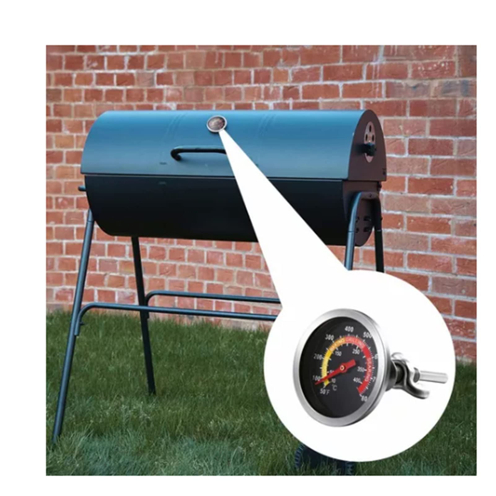 Professional Bimetal Grill Thermometer 50-400°C - Heavy Duty Metal Oven Thermometer for BBQ, Smoker, Baking & Roasting - Accurate Temperature Gauge for Kitchen, Camping & Outdoor Cooking