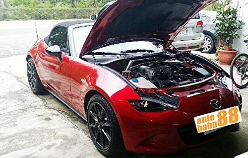 Upgraded Autobahn88 Hood Lift Support Kit for 2015-2024 Mazda MX-5 Miata ND - Carbon Fiber Black with Safety Pedestrian Hinge & Explosion Kit | Easy Installation & Enhanced Performance for Car Enthusiasts
