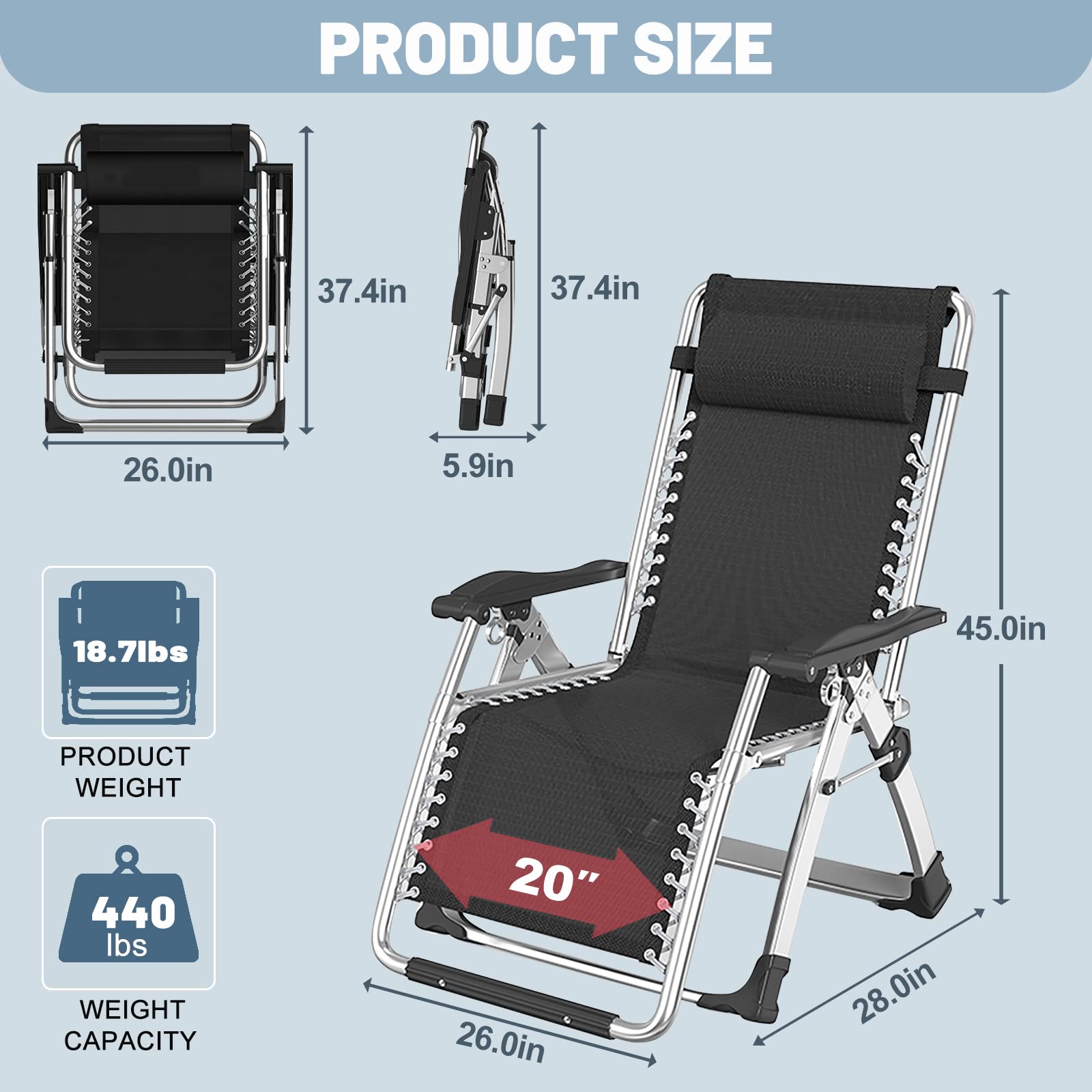 Slsy Zero Gravity Reclining Lounge Chair with Removable Cushion & Side Tray - Adjustable Patio Recliner for Indoor/Outdoor Use - Perfect for Backyard, Poolside, Camping & Relaxation