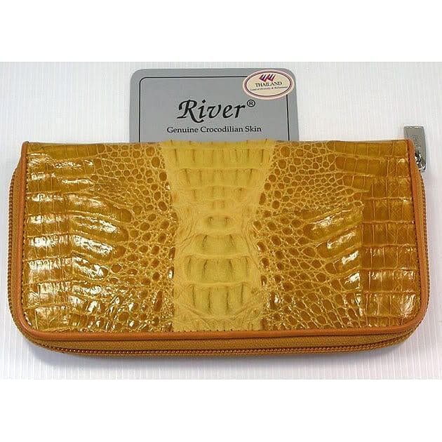 Luxury Yellow Two-Tone Crocodile Leather Women's Wallet - Fashionable Bifold Clutch for Everyday Use & Special Occasions