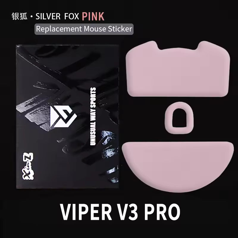 Pink Fox Mouse Skates for Razer Viper V3 Pro - Unusual Way Sports Gaming Mouse Feet - Perfect for Esports, FPS Gaming & Smooth Mouse Gliding