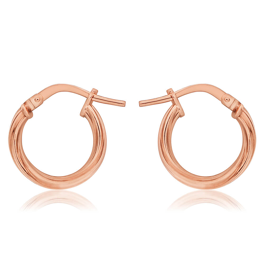 9ct Rose Gold Silver Filled Twist Hoop Earrings 10mm - Elegant Dainty Jewelry for Women, Perfect for Everyday Wear, Date Nights & Special Occasions