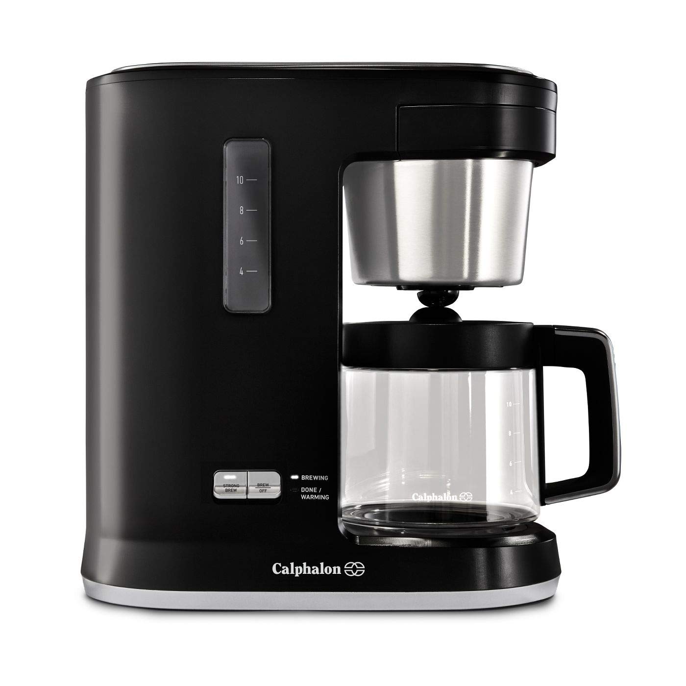 Calphalon Precision Control 10 Cup Coffee Maker - Programmable Drip Coffee Machine with Thermal Carafe, Matte Black - Perfect for Home, Office & Entertaining