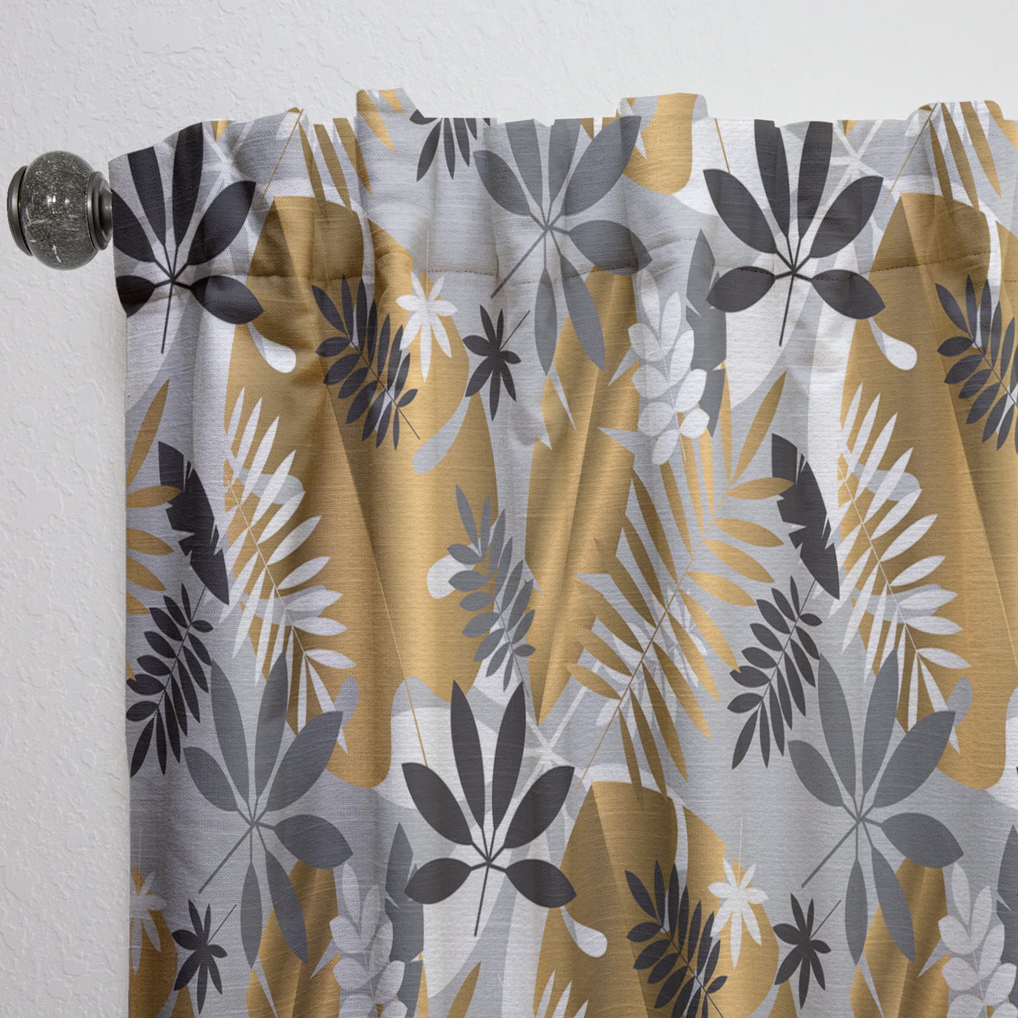 DesignQ Geometric Luxury Jungle Foliage Pattern Thermal Insulated Curtains - 52x108 Single Panel for Bedroom & Living Room - Perfect for Home Decor, Privacy & Energy Efficiency