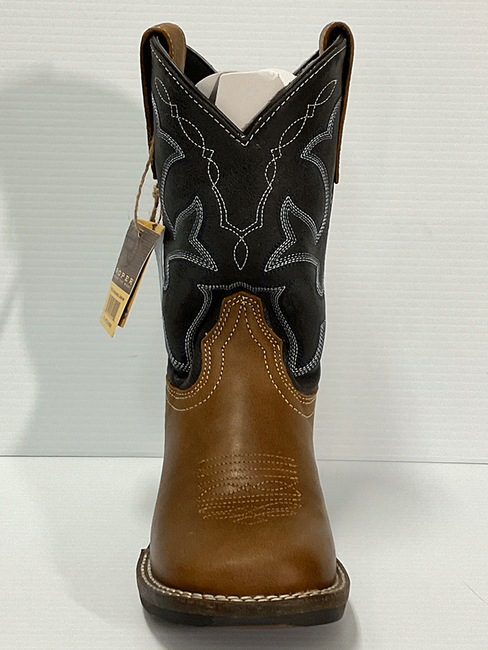 Roper Kids Monterey Boot - Burnished Leather Brown Size 09 018 0911 2409BR | Durable Leather Boots for Boys & Girls | Perfect for School, Outdoor Play & Western Events