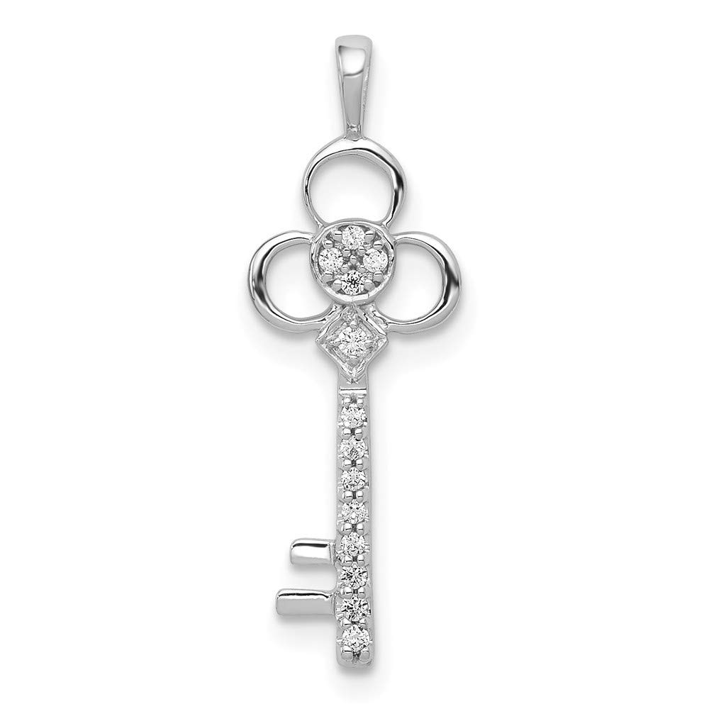 14K White Gold Diamond Club Key Pendant Necklace for Women - Elegant Jewelry Gift for Her, Perfect for Anniversaries, Birthdays & Special Occasions