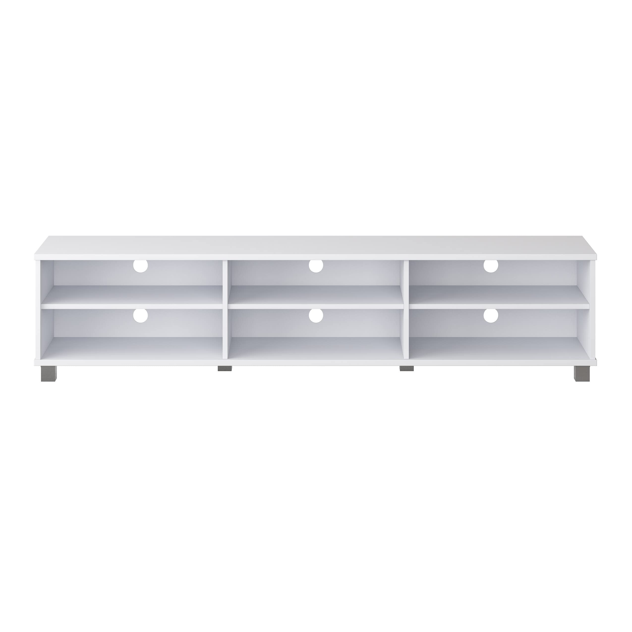 CorLiving Hollywood White Engineered Wood TV Stand with Open Shelves for TVs up to 85