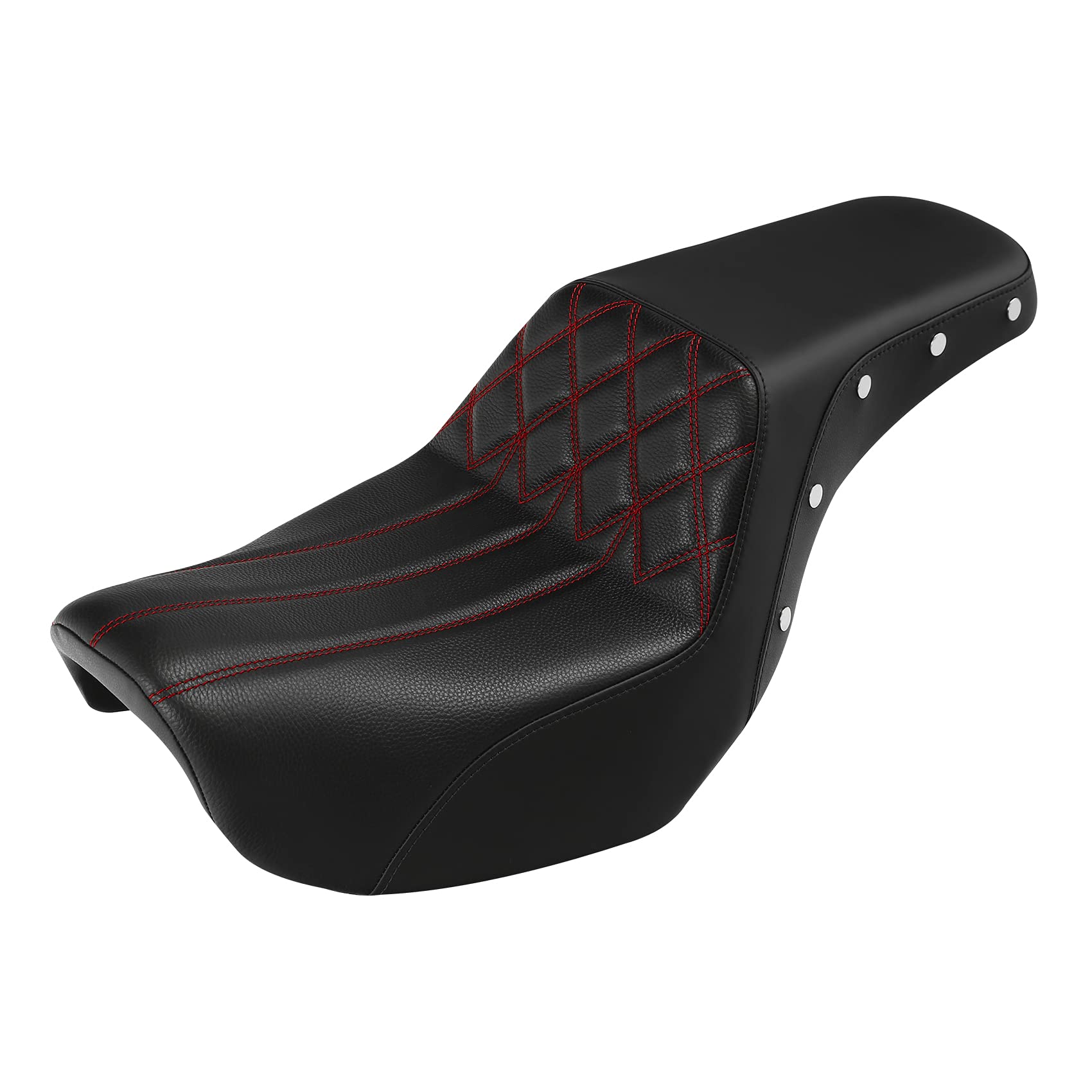 Harley Dyna Wide Glide Low Rider Street Bob Fat Bob FXDF Super Glide Custom FXDC Motorcycle Seat - Driver & Passenger Comfort Seat with Red Stitching (Fits 0617 Switchback Models) - Perfect for Long Rides and Custom Bike Upgrades