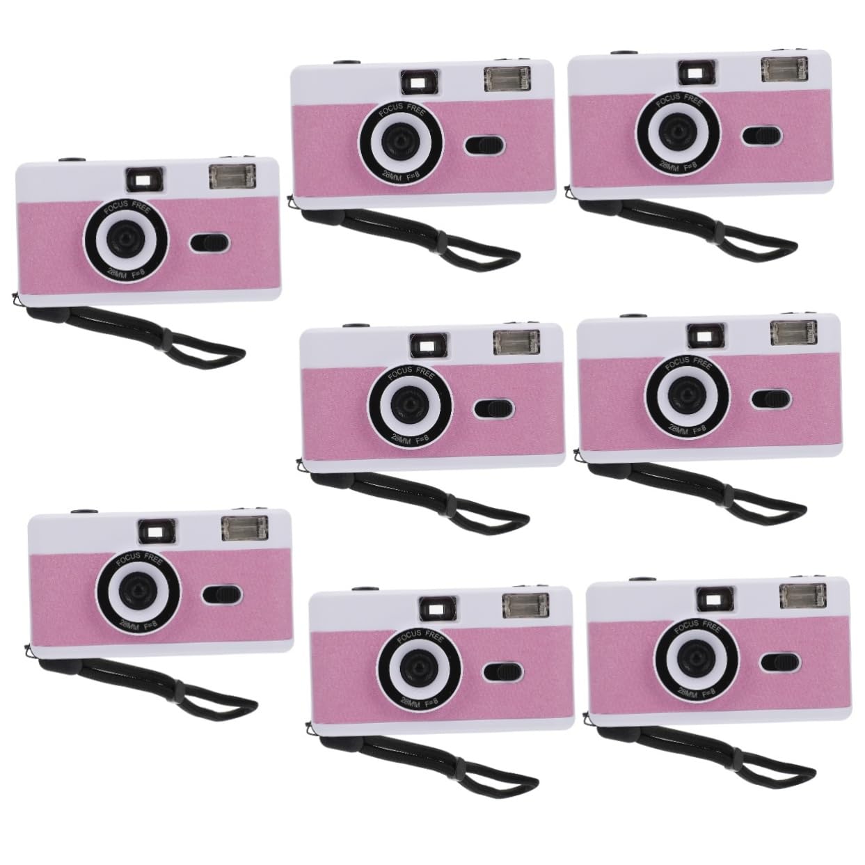 Jojofuny 8-Pack Retro Film Camera Flash Light for Vintage Photography - Reusable Plastic Film Camera with Built-in Flash, Macaron White - Perfect for Wedding, Party, and Travel Photography