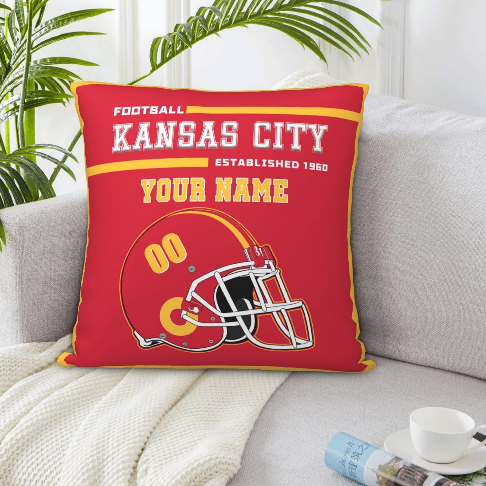 Custom Kansas City Throw Pillow Covers - Personalized Name & Number Pillowcases for Sports Fans | Unique Gifts for Men, Women & Youth | Perfect for Home Decor, Game Day & Fan Cave
