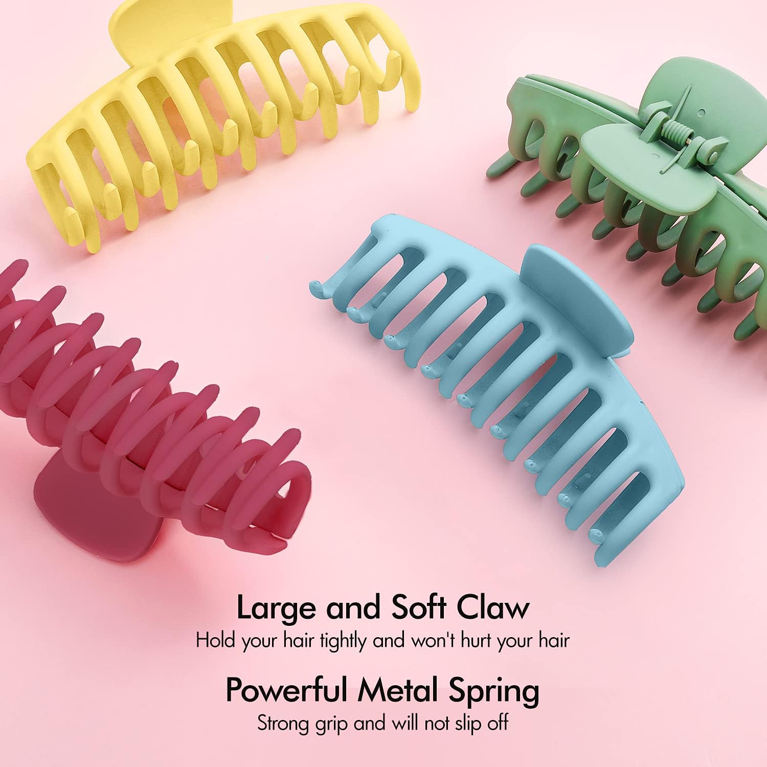 4 Pcs Matte Non-Slip Large Hair Claw Clips for Women - Strong Hold Hair Clips for Thick & Thin Hair - Fashion Hair Styling Accessories - Perfect Christmas Gifts for Women & Girls - Great for Work, Parties & Everyday Hairstyles