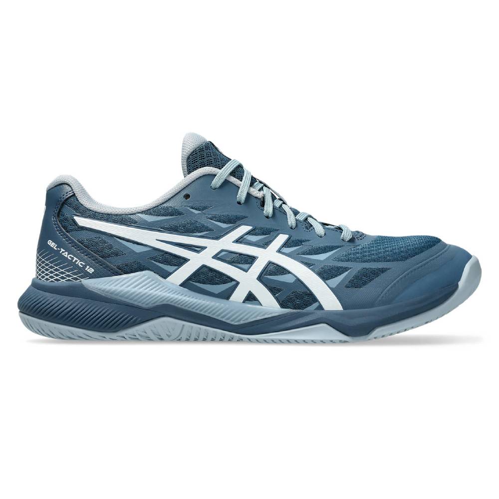 ASICS Gel Tactic 12 Men's Volleyball Shoes - Indoor Court Sneakers for Badminton & Squash (Vintage Indigo/White) - Lightweight Support for Gym Training & Competitive Sports