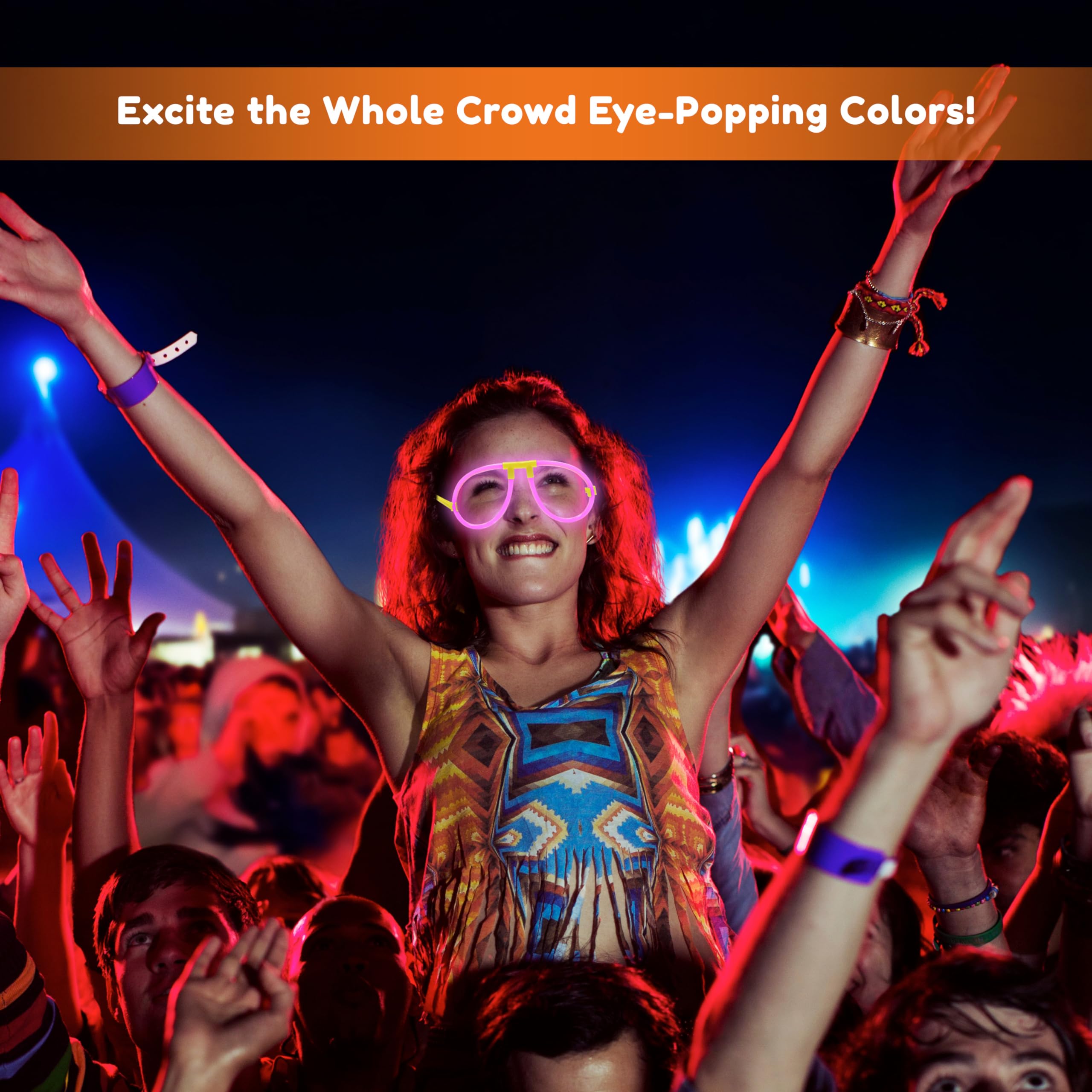 Glow Glasses for Kids - Bendable DIY Party Glasses with Connectors - Neon Glow Eyewear for Halloween, Raves & Birthday Parties - Fun Glow Accessories for Nighttime Events
