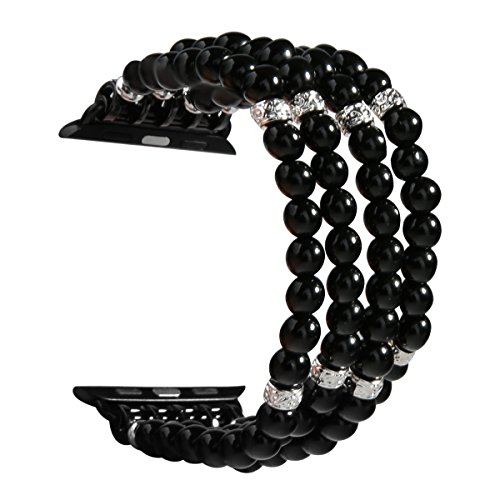 GEMEK Handmade Beaded Elastic Stretch Pearl Bracelet for Apple Watch 38/40/41/42/44/45/49mm - Compatible with Series 8/7/6/5/4/3/2/1 - Stylish Women's Wristband for Daily Wear, Workouts & Special Occasions