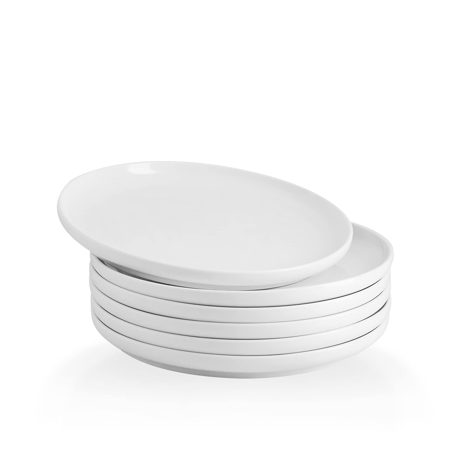 Kanwone 8-Inch Porcelain Dessert & Salad Plates Set of 6 - White Microwave & Dishwasher Safe Dinnerware - Perfect for Parties, Weddings, and Everyday Dining