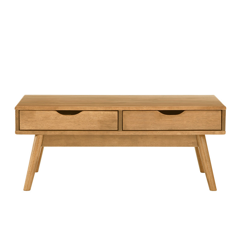 LAMAR Modern Coffee Table with 2 Drawers, 106cm Wide Natural Wood Finish - Perfect for Living Room, Lounge & Home Office Decor