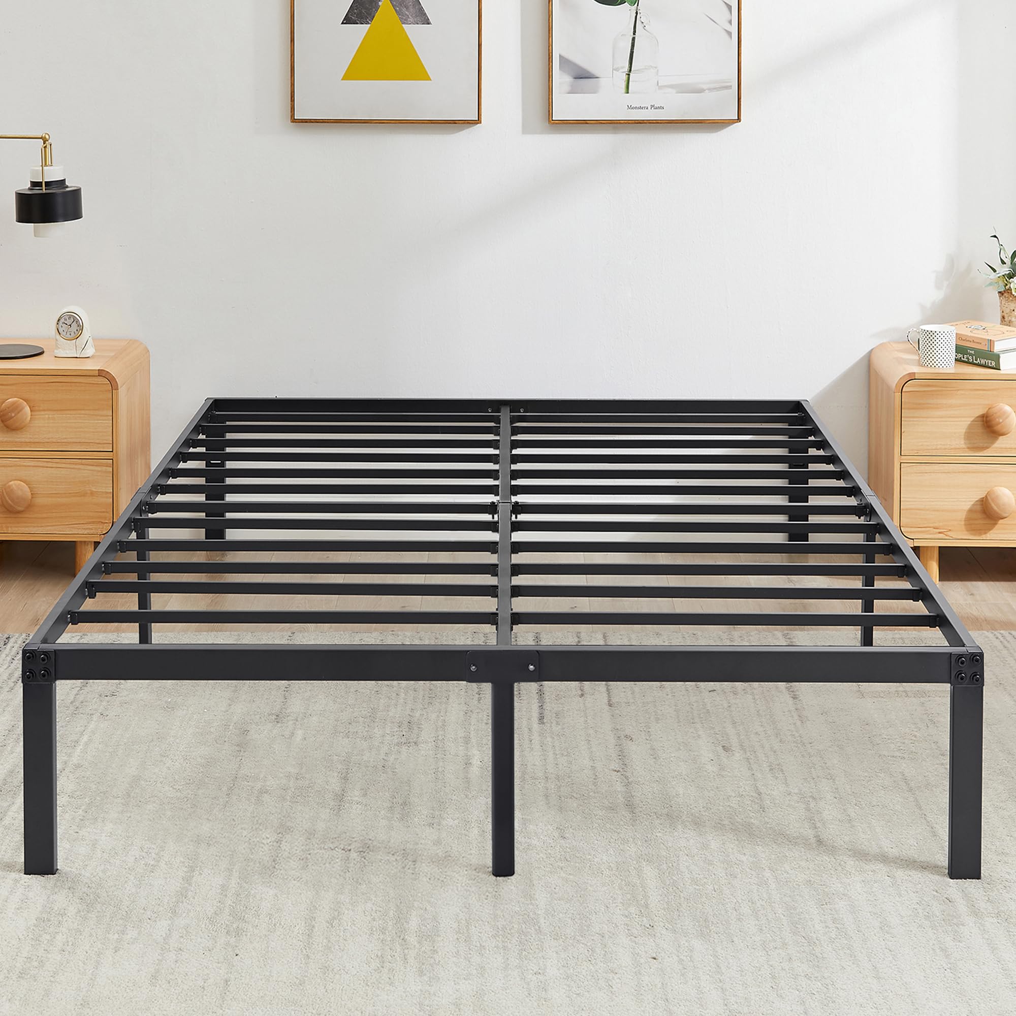 VECELO 14 Inch Full Metal Platform Bed Frame with Heavy Duty Steel Slats - Easy Assembly Mattress Foundation, No Box Spring Needed - Perfect for Modern Bedrooms, Guest Rooms & Dorm Rooms