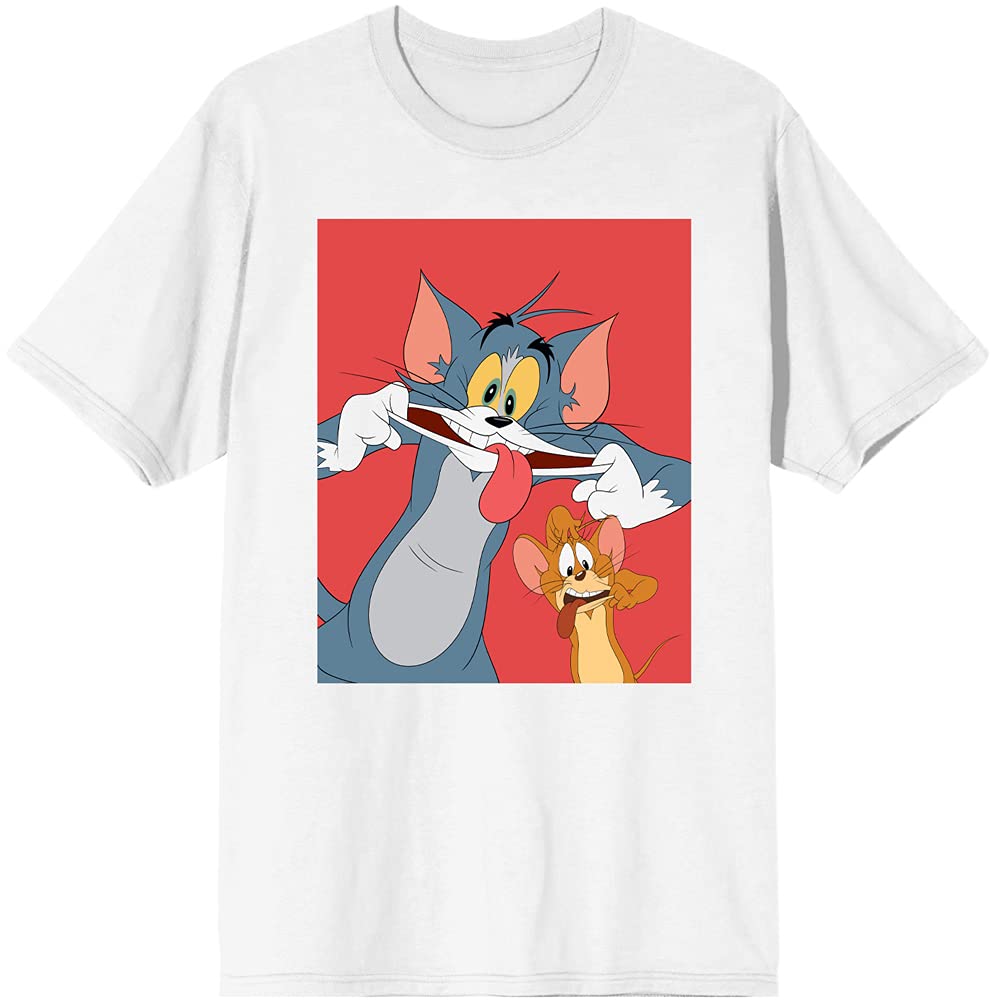 Tom & Jerry Classic Cartoon Characters Men's White Graphic T-Shirt | Vintage Cartoon Tee for Casual Wear & Fan Gifts