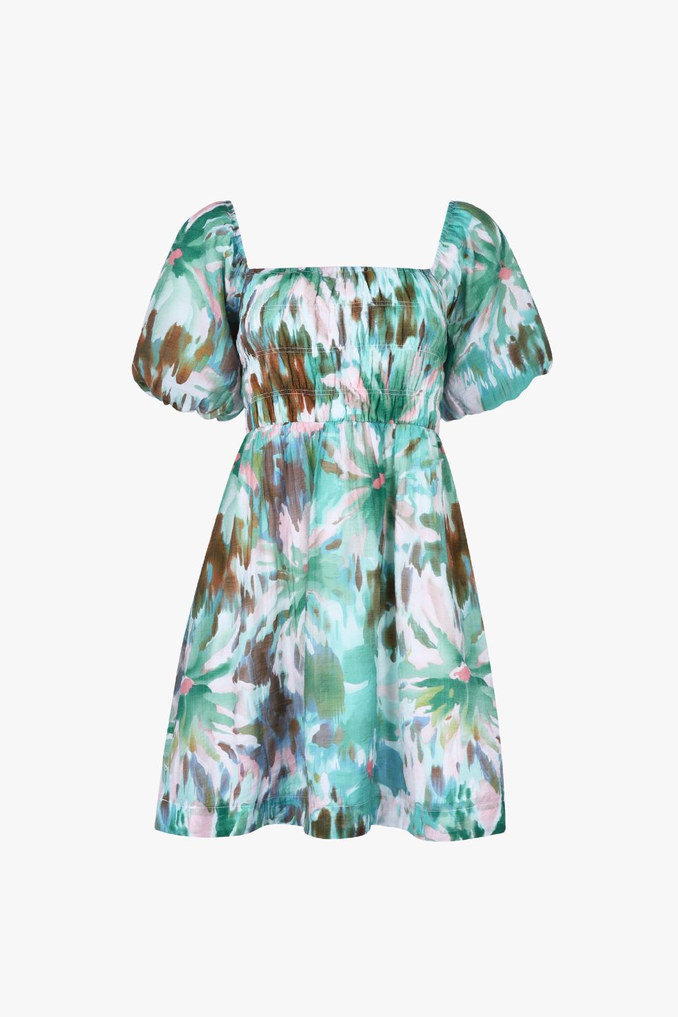 Trendy Puff Sleeve Mini Dress for Women - Flowy Jungle Print Party Dress for Club, Date Night & Summer Vacation