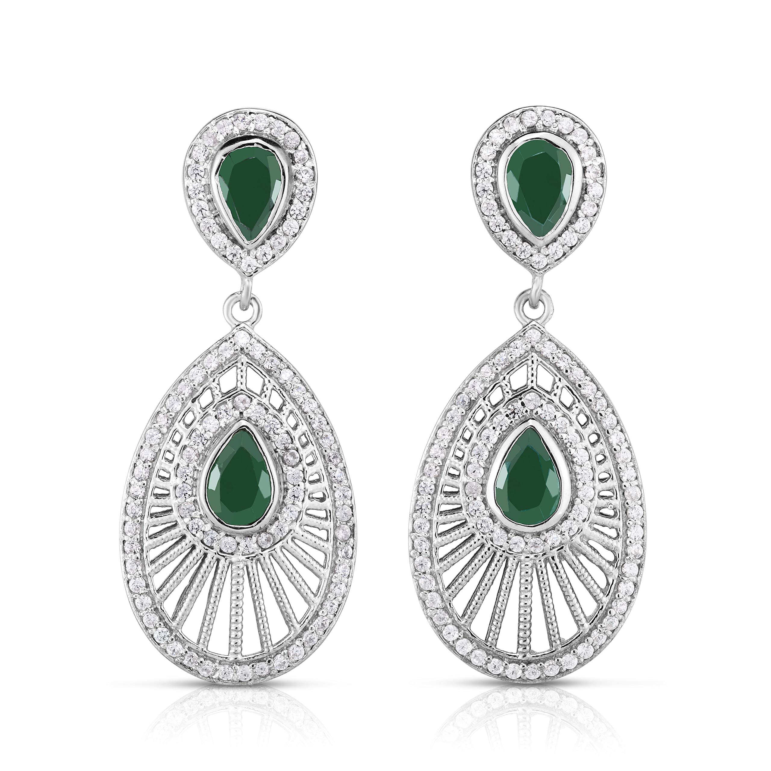 Alithea 925 Sterling Silver Gemstone Dangling Drop Earrings for Women | Nickel-Free Hypoallergenic Statement Jewelry | Perfect for Parties, Weddings & Special Occasions