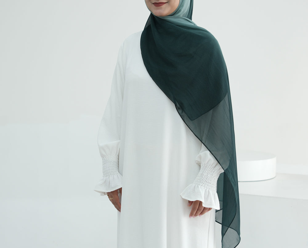 Premium Chiffon Emerald Ombre Rectangular Hijab Scarf - Elegant & Breathable for Daily Wear, Prayer, and Special Occasions