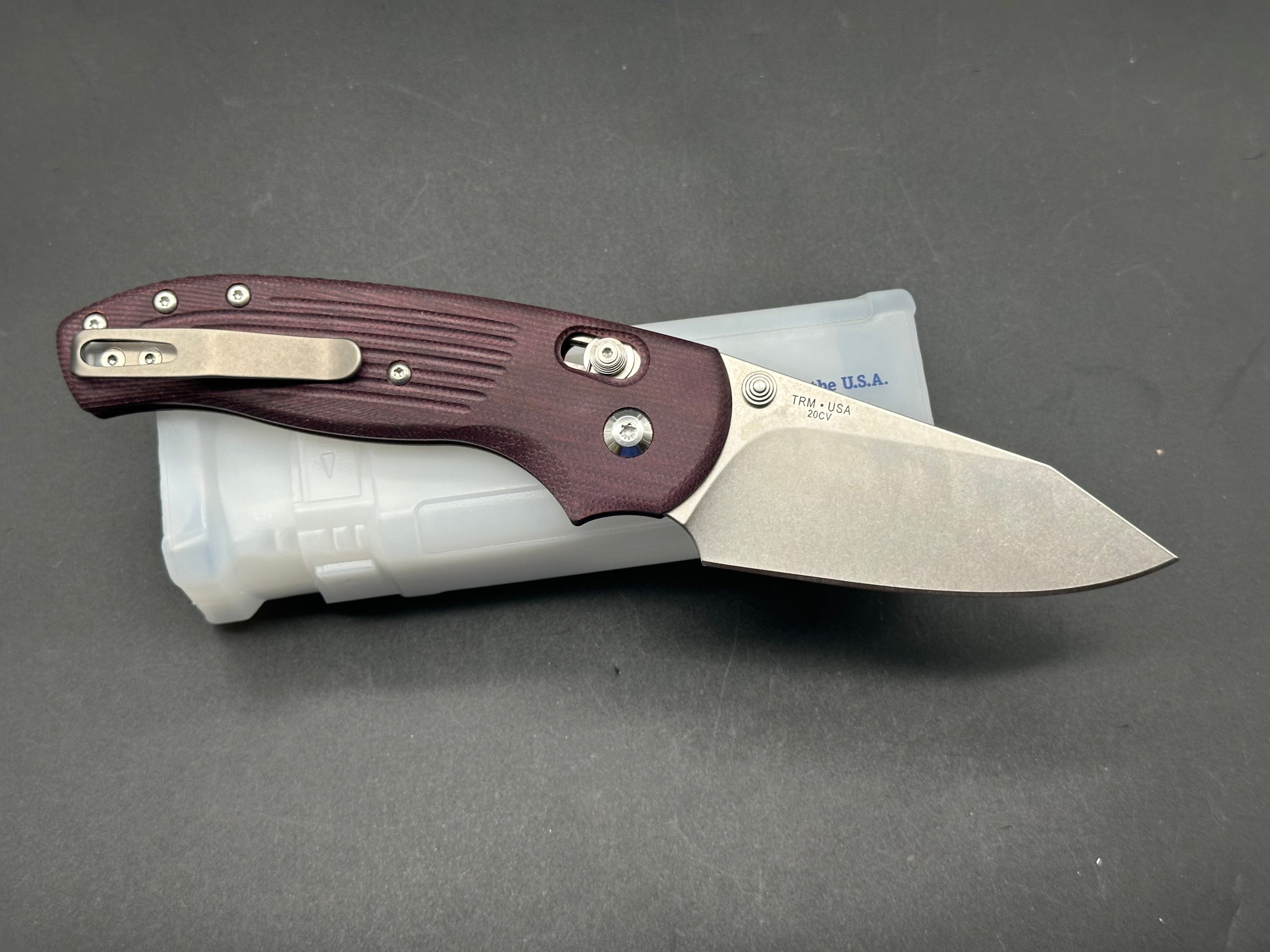 TRM Shadow Folding Knife - Concord Grape Micarta Handle, 20CV Steel Blade | EDC, Outdoor, Camping, Hunting Gear