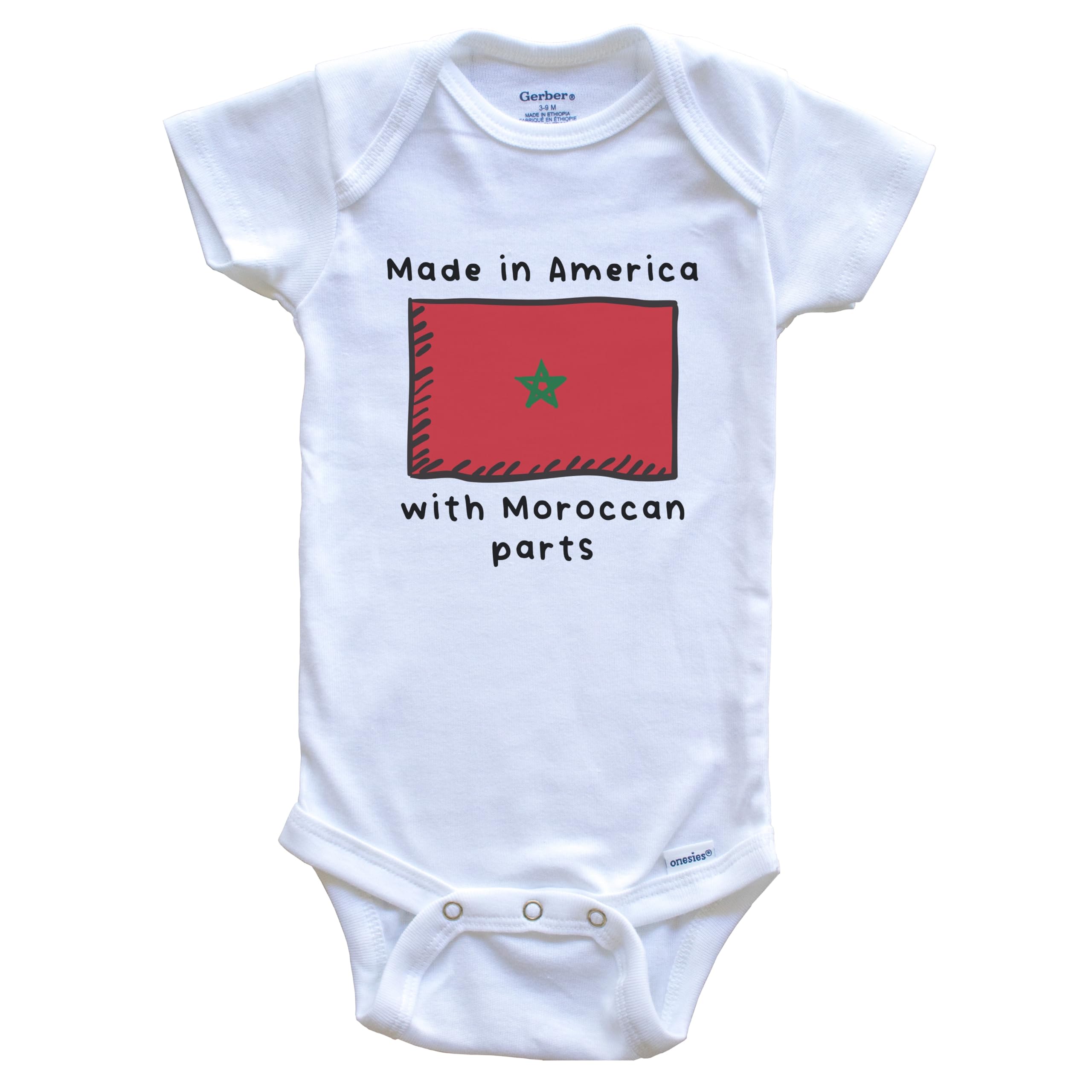 American-Made Morocco Flag One-Piece Baby Bodysuit | Soft Cotton Infant Bodysuit for Boys & Girls | Perfect for Holidays, Cultural Events & Photo Shoots