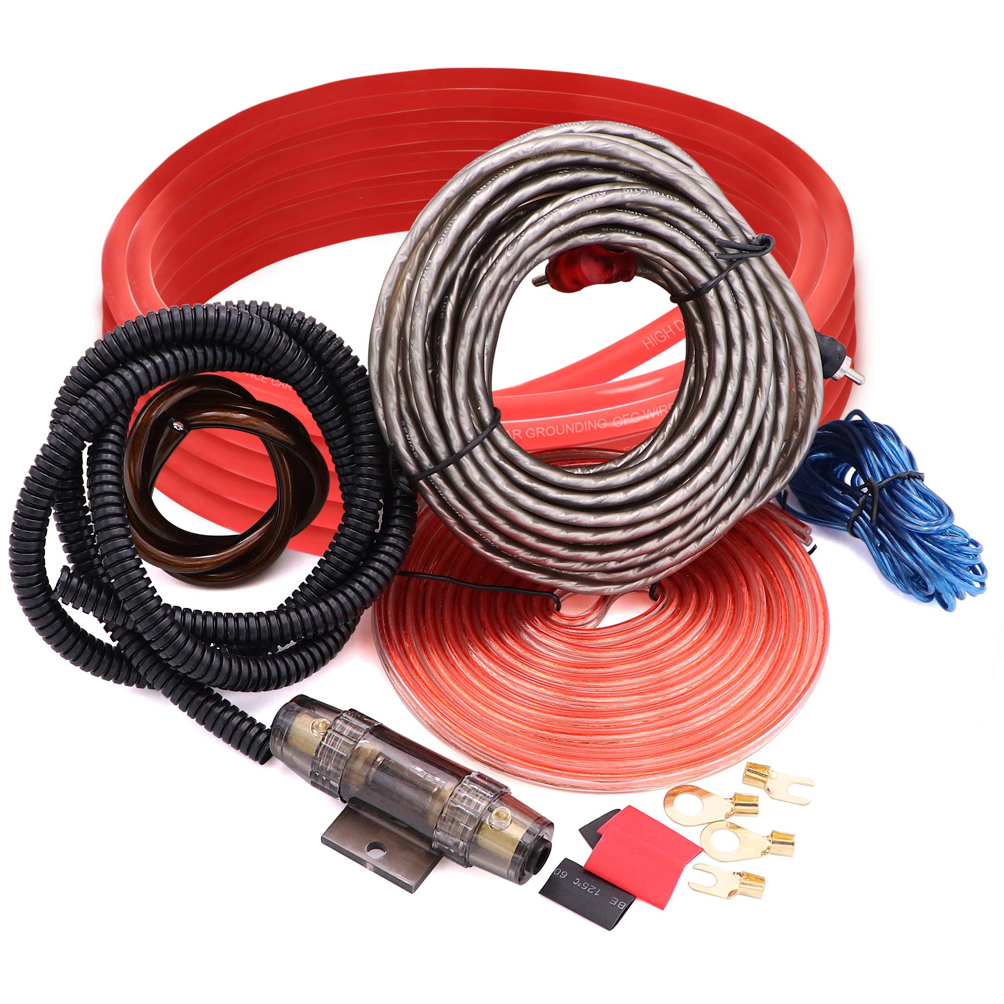 Jeemiter 4 Gauge 2000W Car Amplifier Wiring Kit - Power Your Radio, Subwoofers & Speakers with Ease - Perfect for Car Audio System Upgrades & Installations