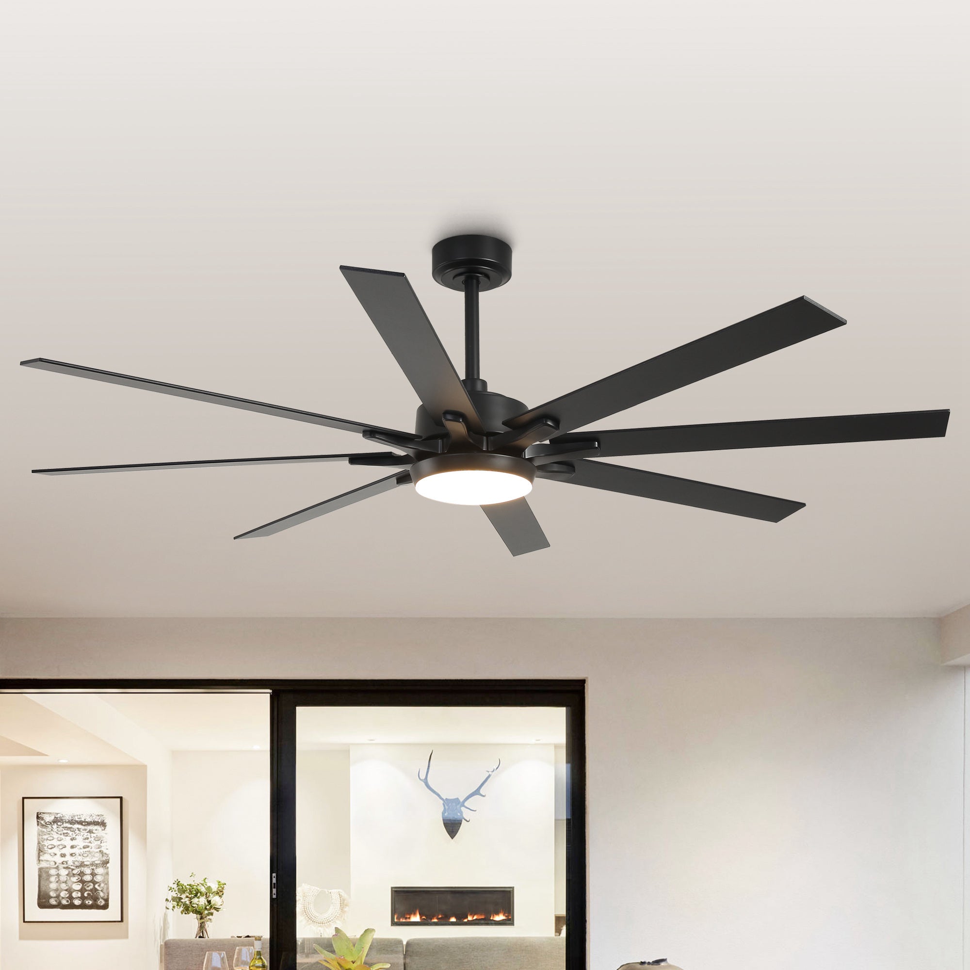 65 Inch Teresa Modern Double Sided Blades Ceiling Fan with Remote Control & LED Light - Perfect for Living Room, Bedroom and Outdoor Patio Cooling