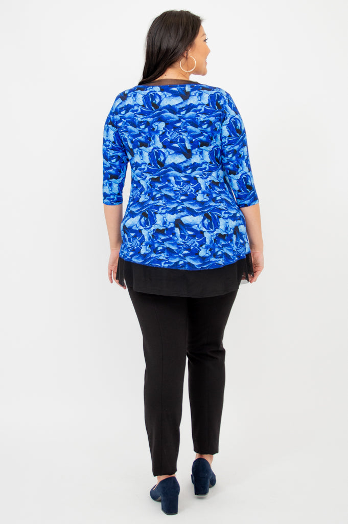 Blue Rose Flora Top - Eco-Friendly Bamboo Fabric Women's Blouse for Casual Wear & Summer Outfits