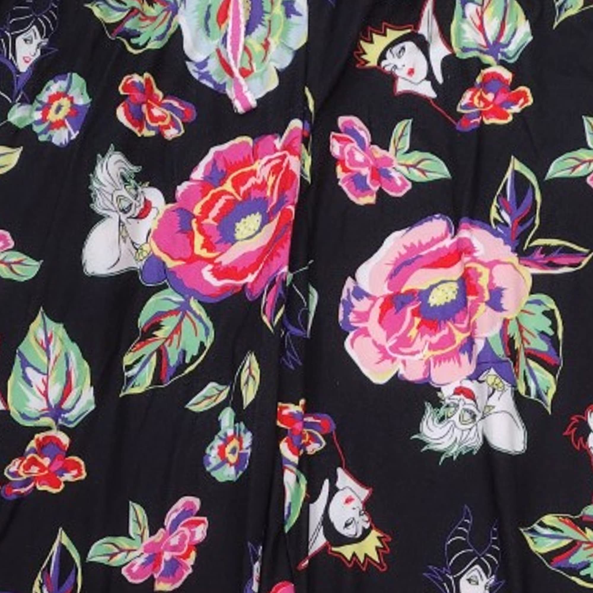 Disney Villains Floral Black Soot Pajama Pants for Women - Soft Sleepwear & Lounge Joggers - Medium Size - Perfect for Bedtime, Relaxing at Home, and Disney Themed Parties