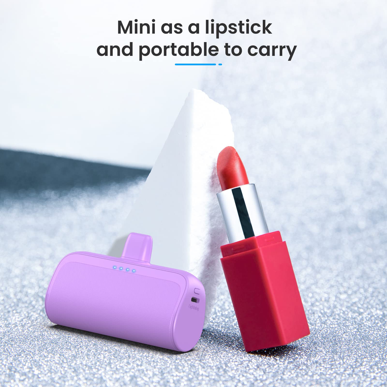 [2 Pack] 5200mAh Mini Portable Charger for iPhone - Ultra-Compact Fast Charging Power Bank, Cute Small Battery Pack Compatible with iPhone 14/14 Pro Max/13/13 Pro/12/11/XR/8/7/6 (Black+Purple) - Perfect for Travel, Outdoor Activities & Emergency Power Backup