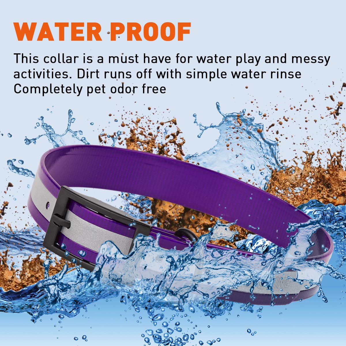 Premium Biothane Reflective Waterproof Dog Collar - Translucent Purple, 1