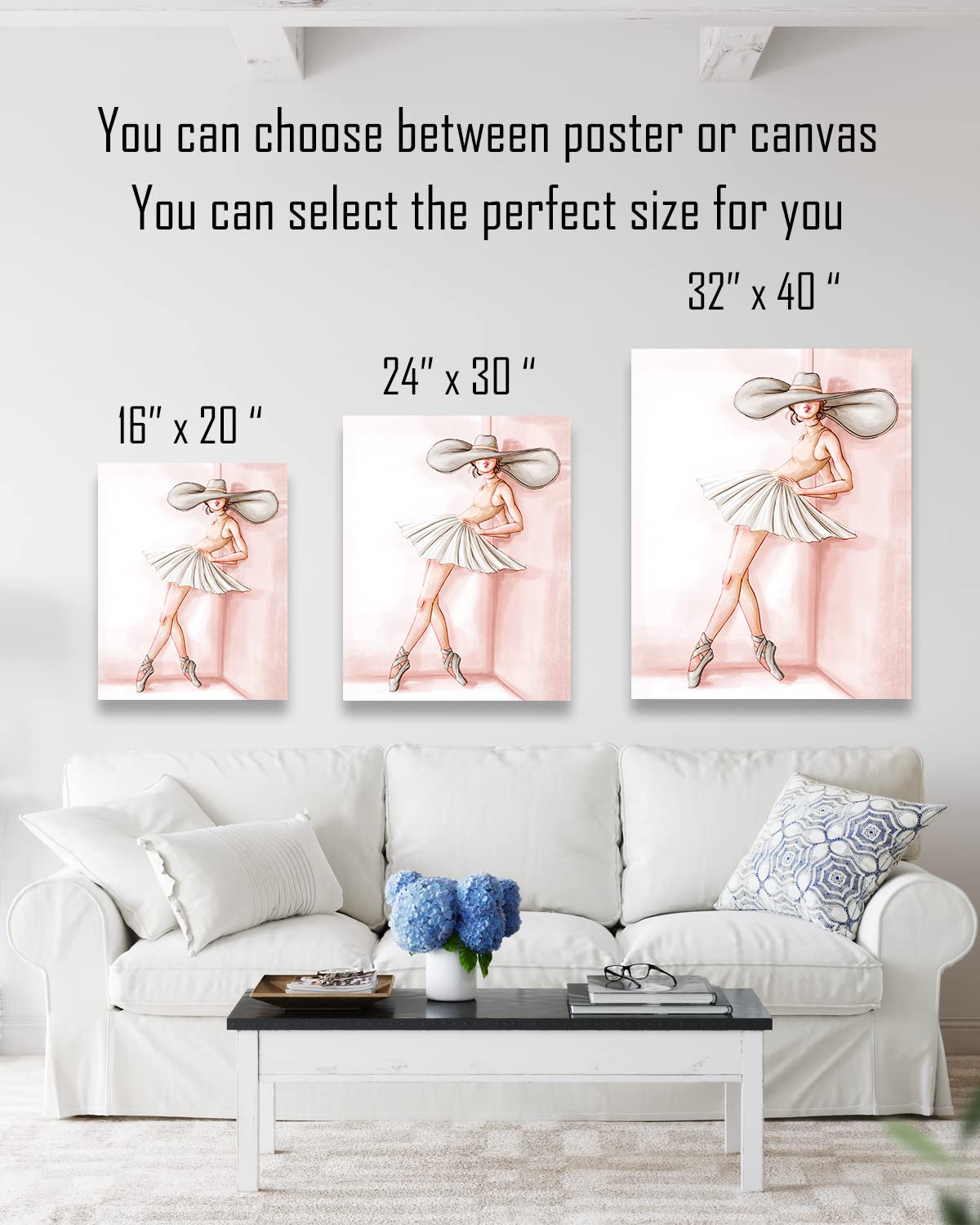 Govivo Ballerina Canvas Wall Art for Girls - Pink Ballet Room Decor, Teen Bedroom & Dorm Wall Hanging - 32x40 Inch Ready-to-Hang Painting for Dance Lovers | Perfect for Bedroom, Nursery, Dance Studio & Gift Giving