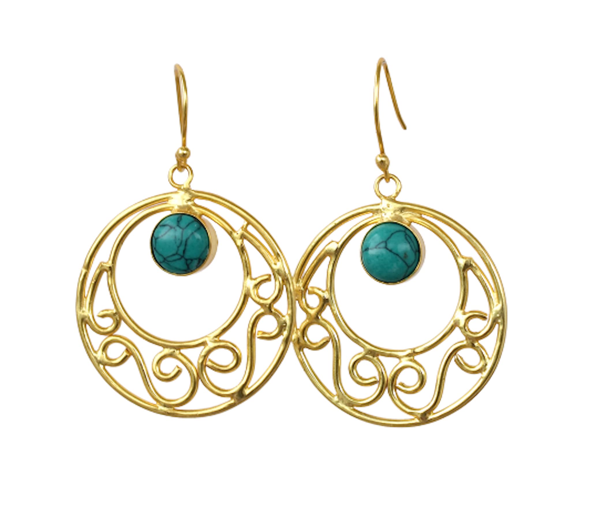 18K Gold Plated Green Turquoise Earrings for Women - Handmade Fashion Jewelry Gift for Girls & Women - VE-336 | Perfect for Weddings, Parties & Special Occasions