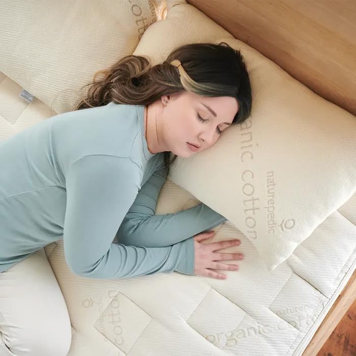 **Naturepedic 2-in-1 Organic Latex Pillow - King Size Adjustable Fill Luxury Bed Pillow for Back & Neck Pain Relief - Perfect for Side Sleepers, Stomach Sleepers & Back Pain Sufferers**