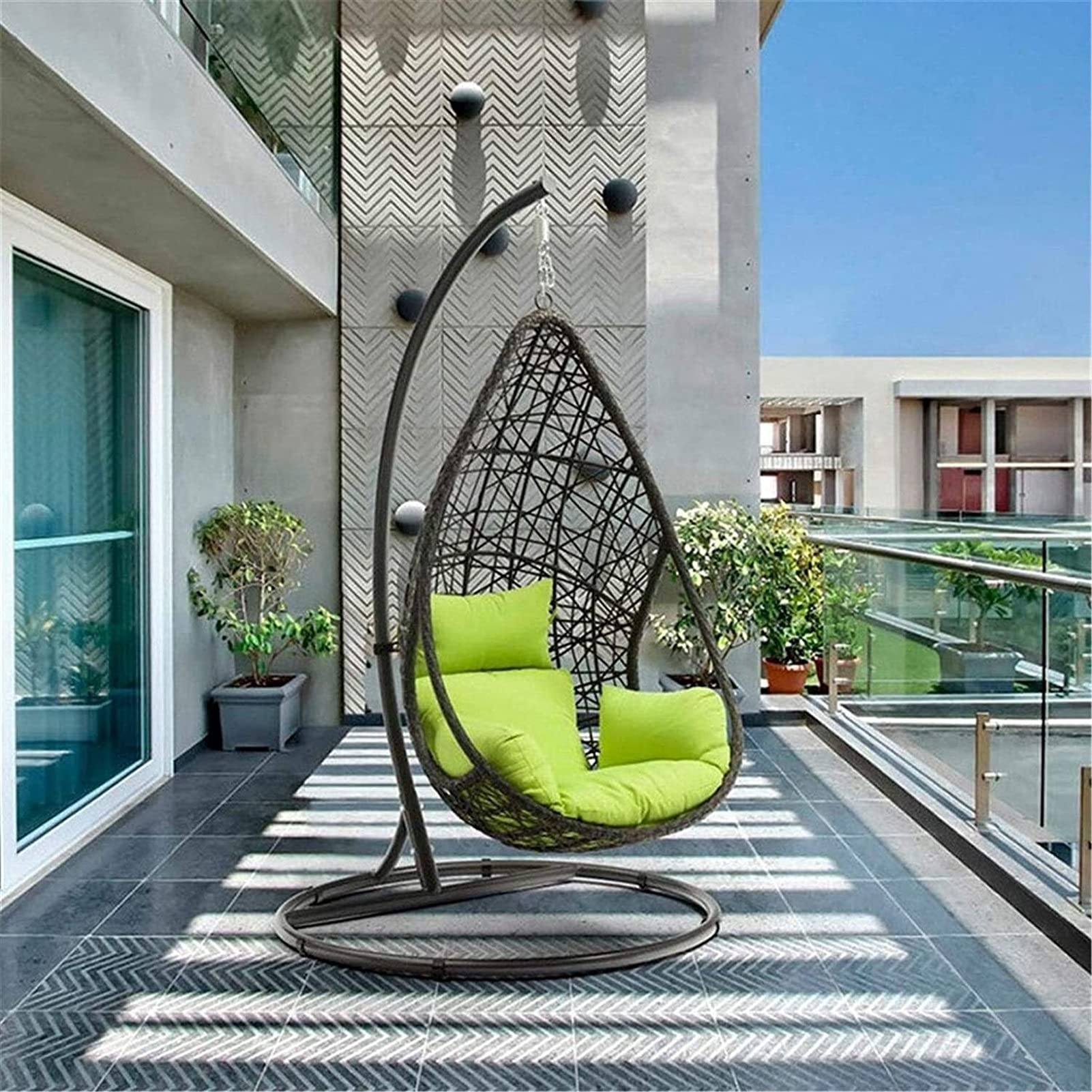**Outdoor Hanging Wicker Swing Chair - 40.5×40.5×80 Inches - Patio, Balcony, Garden Hammock for Relaxing & Lounging - Perfect for Backyard, Porch, or Poolside Décor**