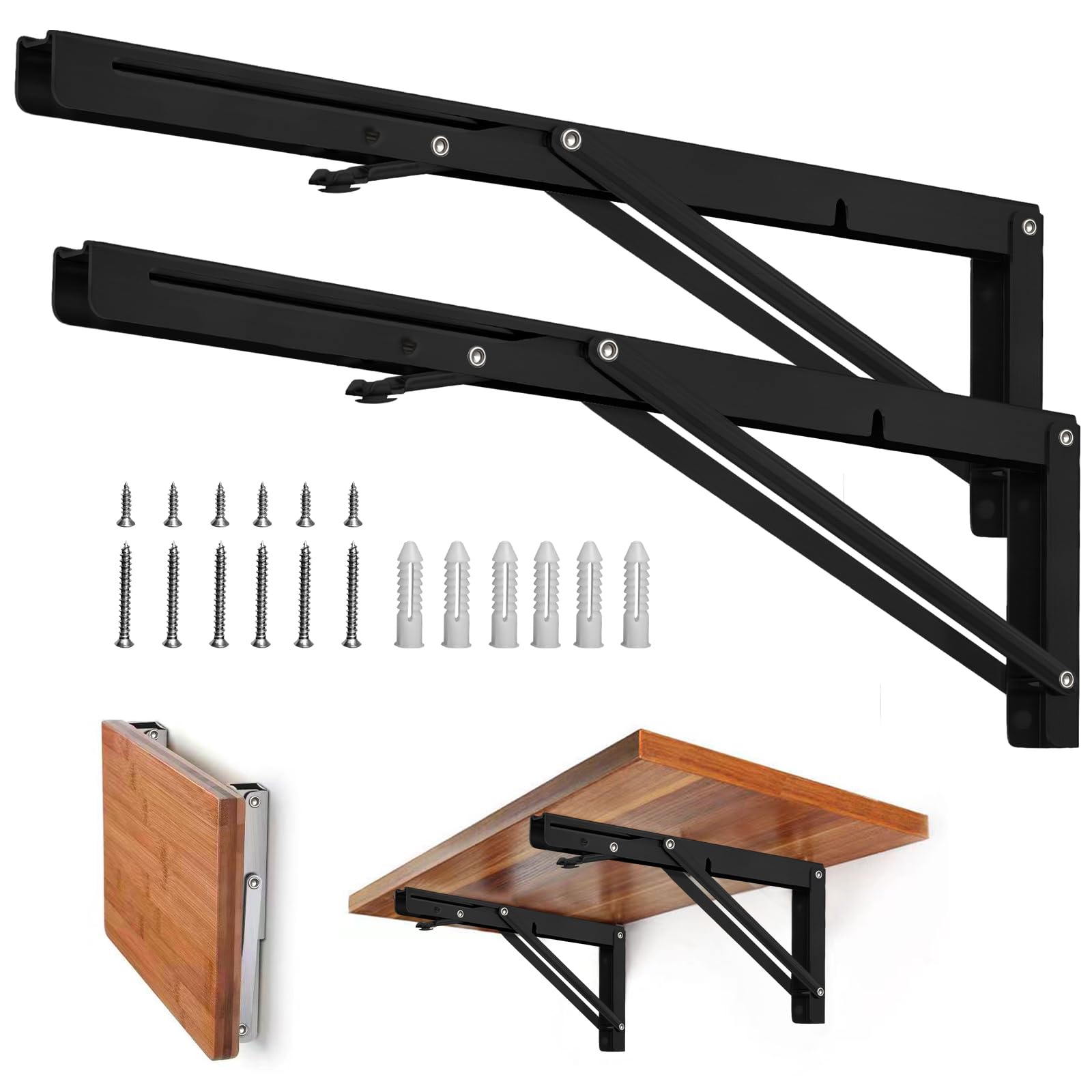 Heavy Duty Folding Shelf Brackets 20 Inch - 150lb Max Load for DIY Wall Mount & Space Saving Storage