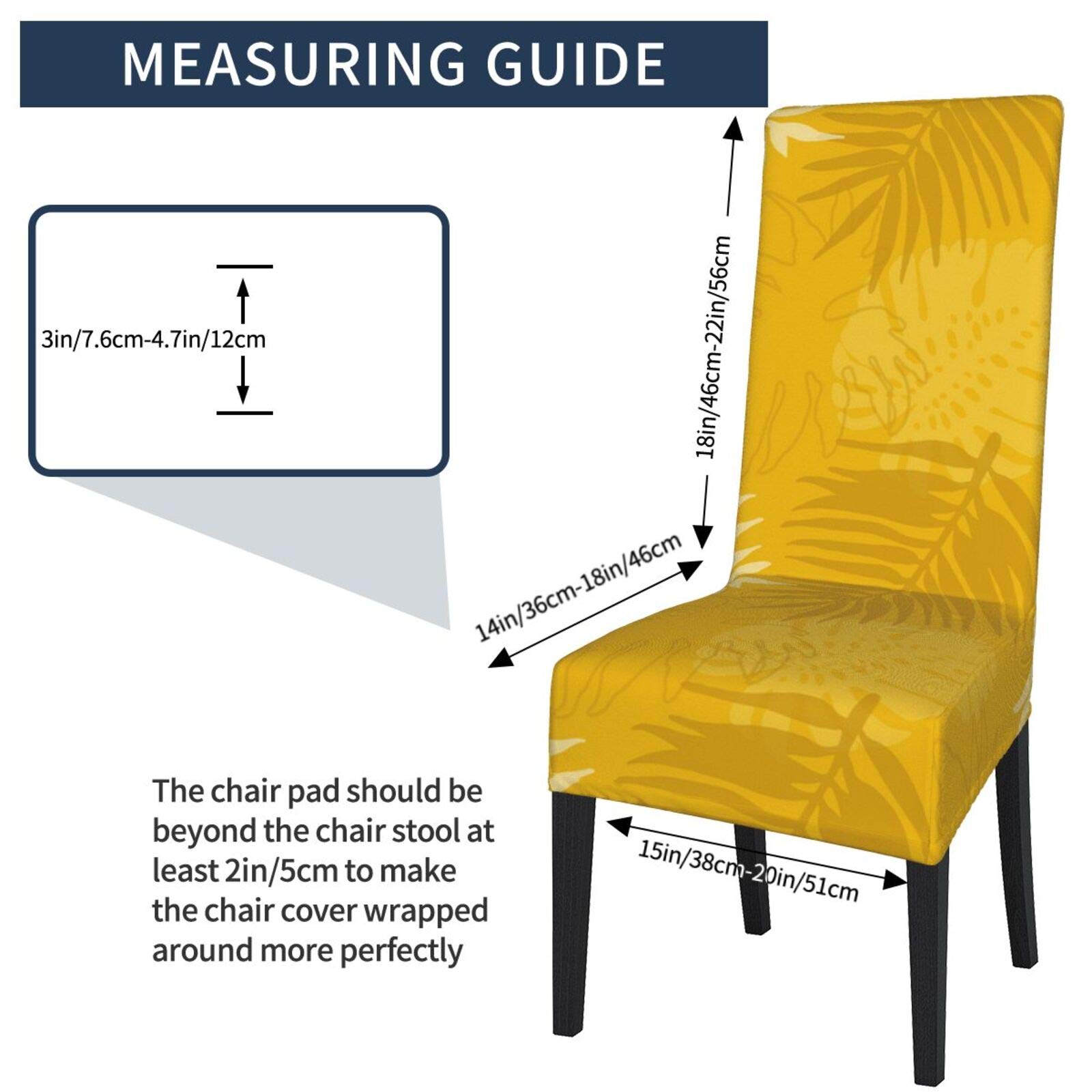 Tropical Mustard Palm Leaves Stretch Chair Slipcovers - Washable Dining Chair Covers for Home, Hotel, Restaurant | Perfect for Wedding, Banquet & Party Decor