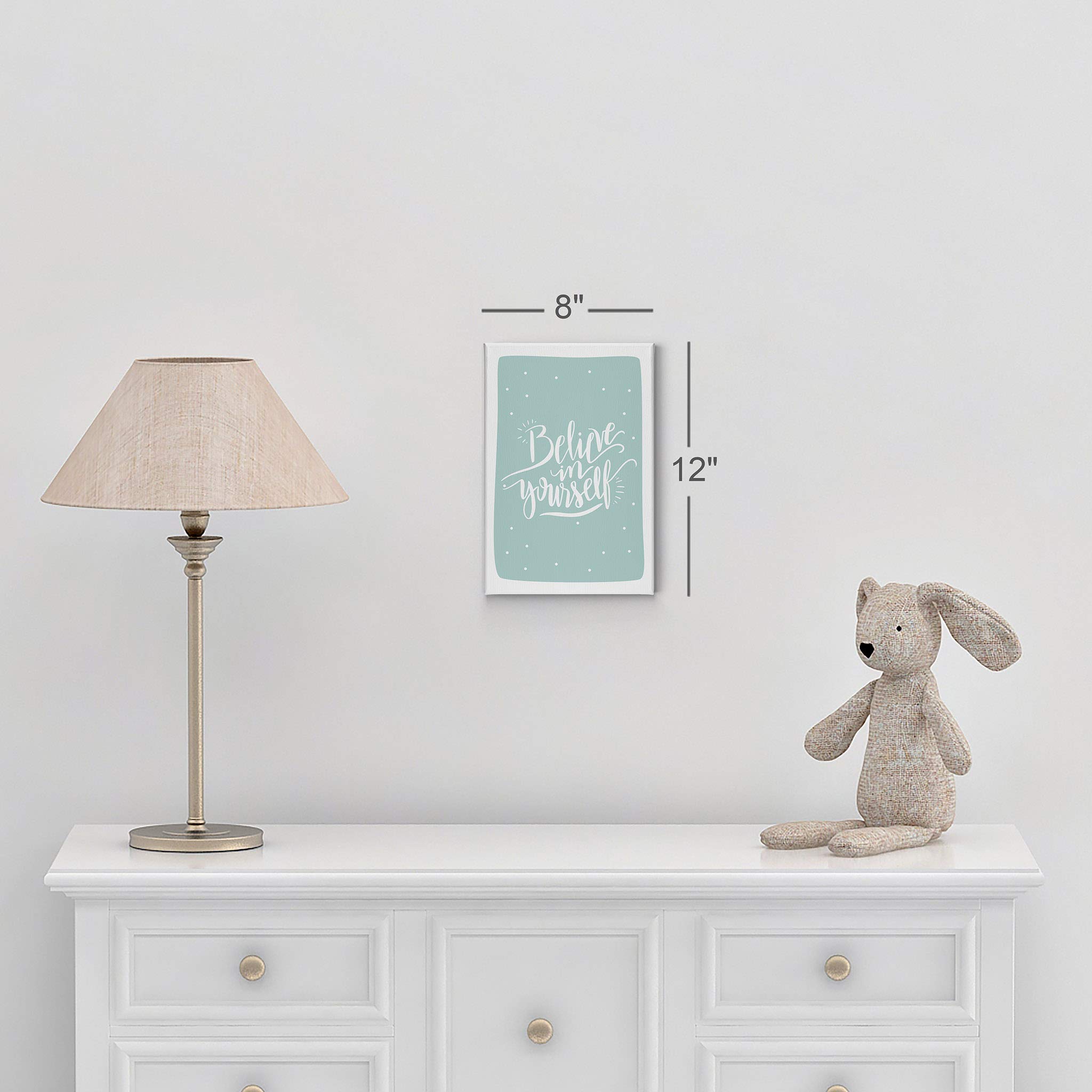 Believe in Yourself Inspirational Wall Art - Turquoise Canvas Print for Kids Room, Nursery & Baby Room Decor - Ready to Hang Motivational Poster (40x30 inches) - Perfect for Bedrooms, Playrooms & Classrooms - Made in USA