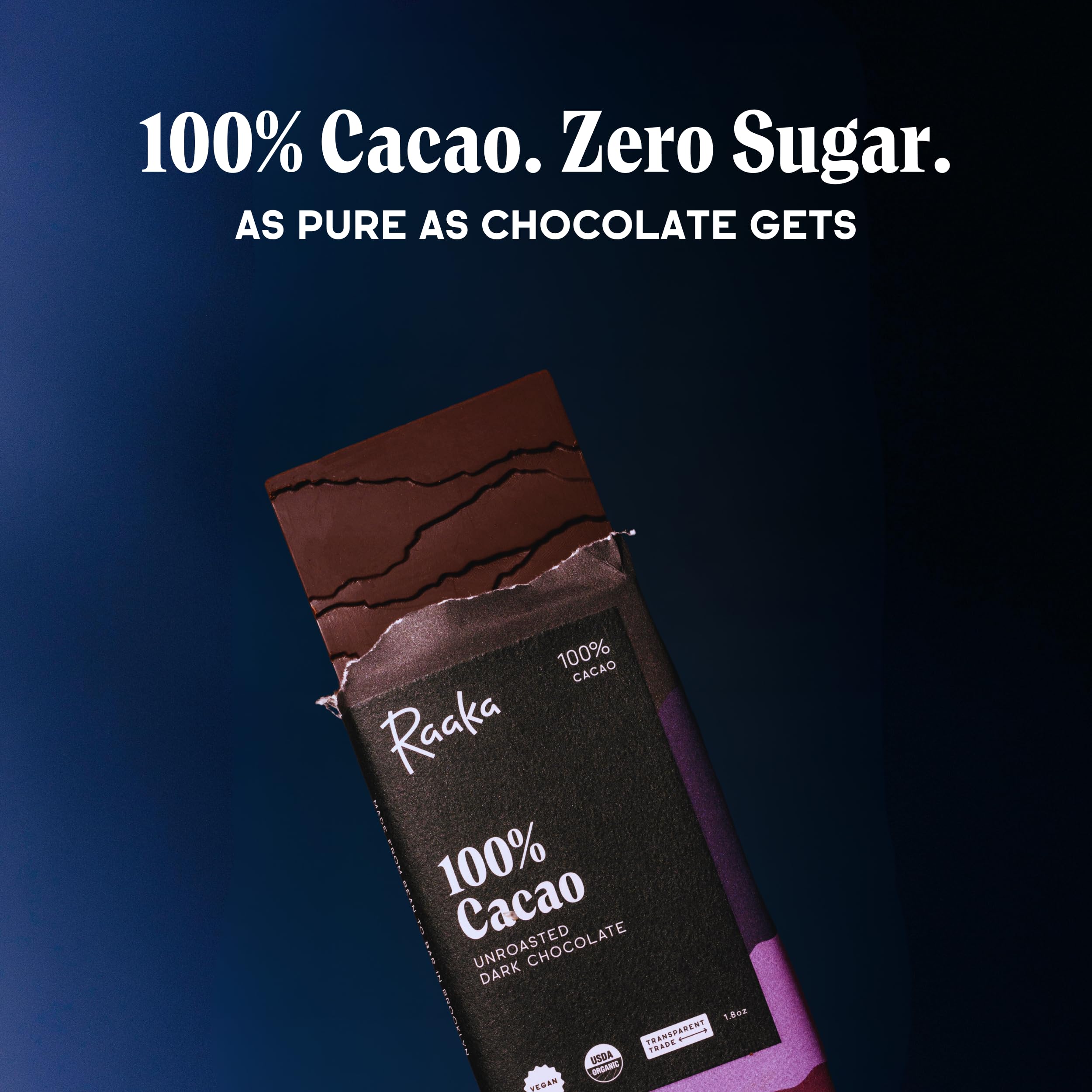 Organic Raaka 100% Dark Chocolate Bars - Unsweetened, Sugar Free, Pure Cacao, Vegan, Keto, Gluten Free, Soy Free, Kosher - 3-Pack (1.8oz Each) for Baking, Cooking & Healthy Snacking
