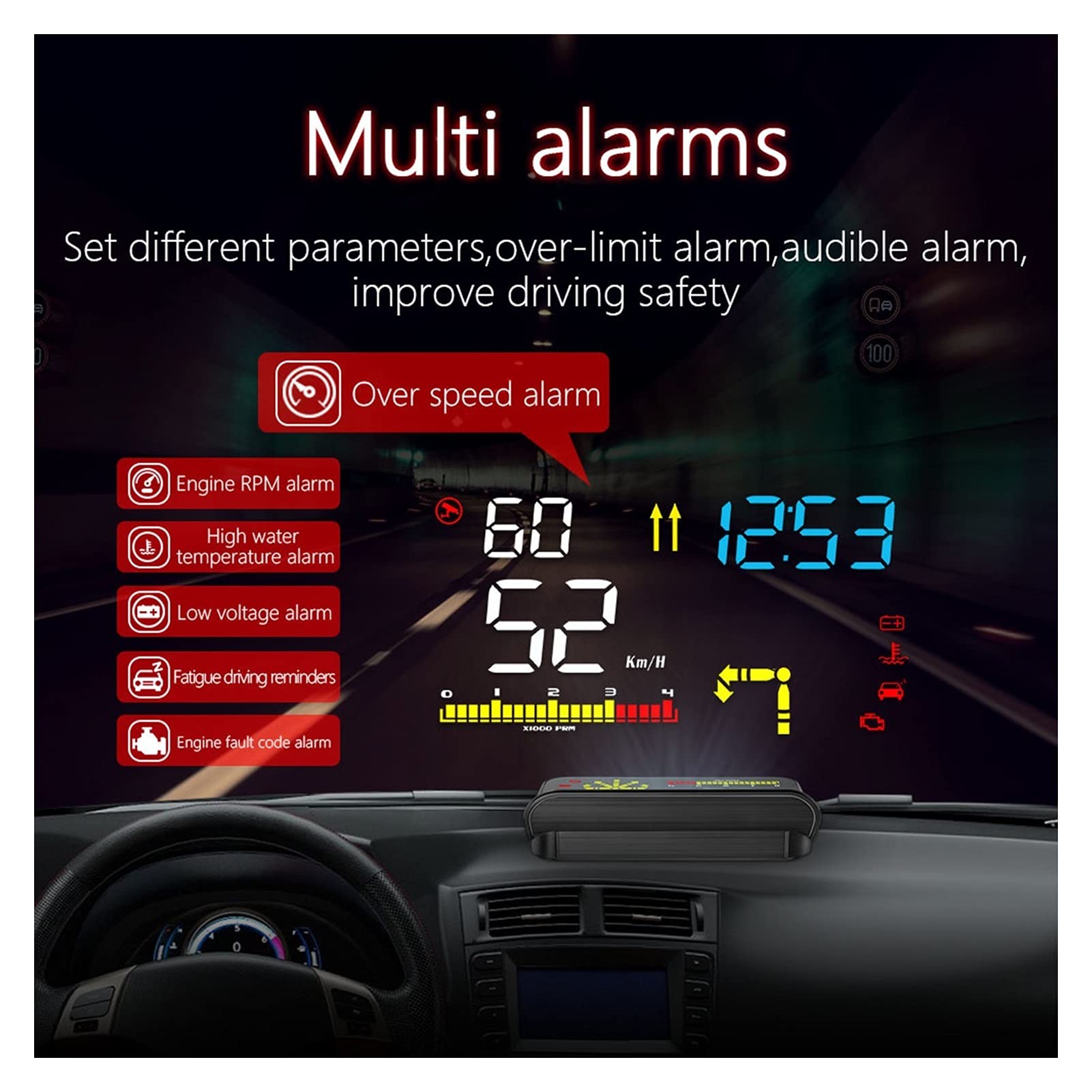 M15 OBD2 HUD Display - Dual Mode GPS Projector with Overspeed Warning | Real-Time Speedometer & Car Diagnostics | Perfect for Night Driving & Performance Monitoring