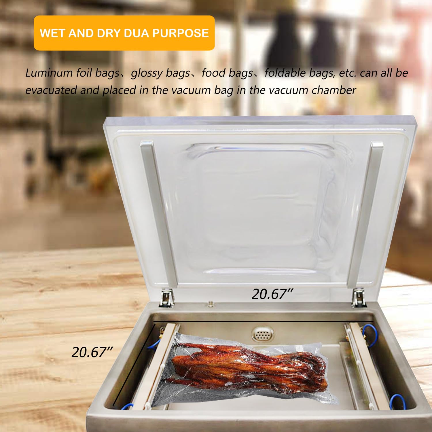 Commercial Single Chamber Vacuum Sealer Machine - Stainless Steel Food Packaging Equipment for Liquid-Rich Foods | Perfect for Restaurants, Grocery Stores & Food Preservation
