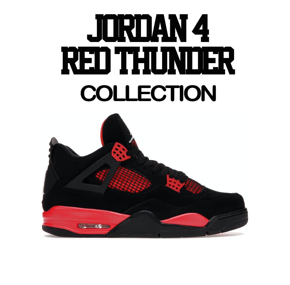 Red Thunder Jordan 4 Matching T-Shirt - Stylish Clean Pair Tee for Sneakerheads | Perfect for Streetwear & Sneaker Events