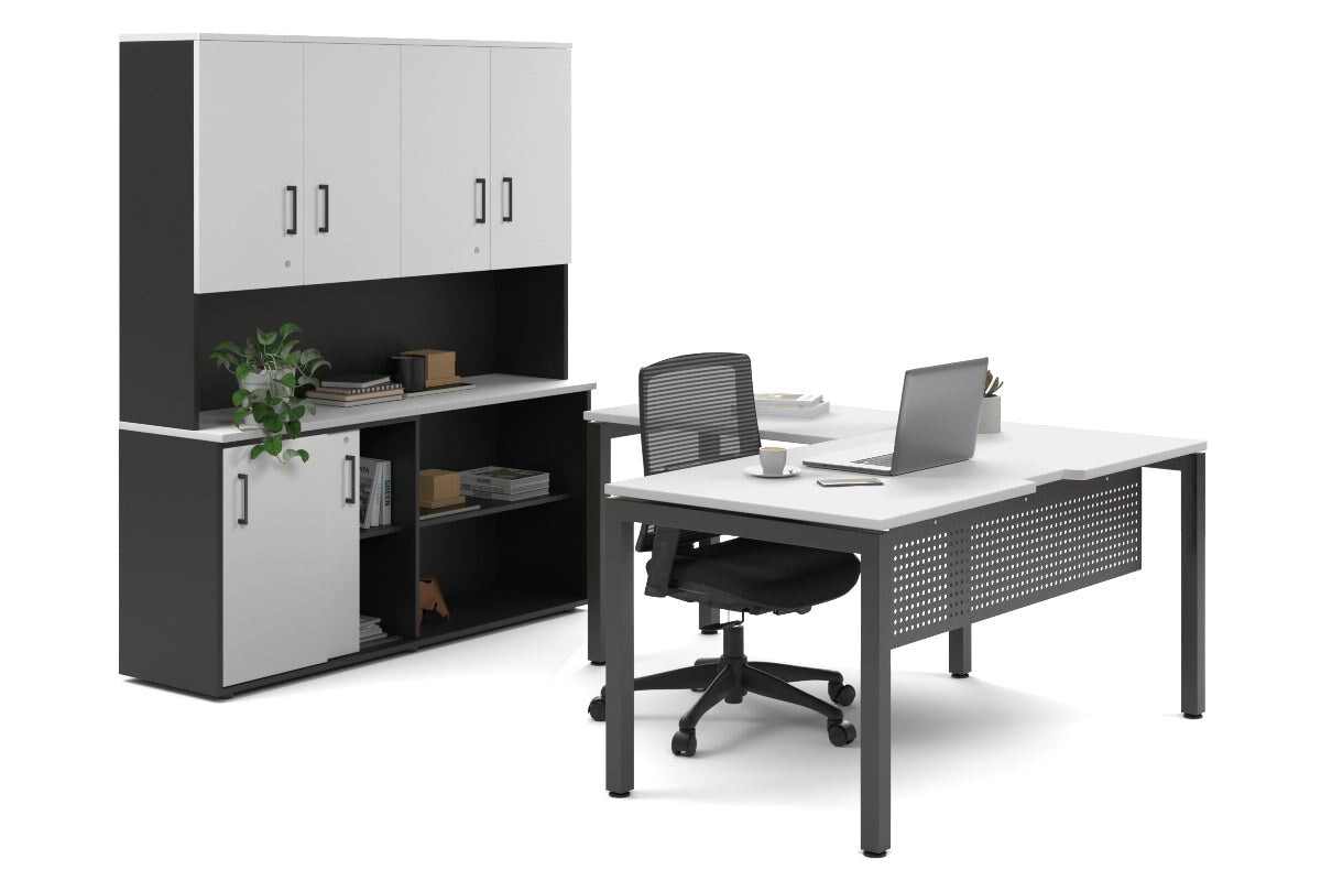 Quadro Square Legs L-Shaped Executive Office Desk with Black Legs [1800L x 1700W] - Perfect for Modern Workspaces, Home Offices & Conference Rooms