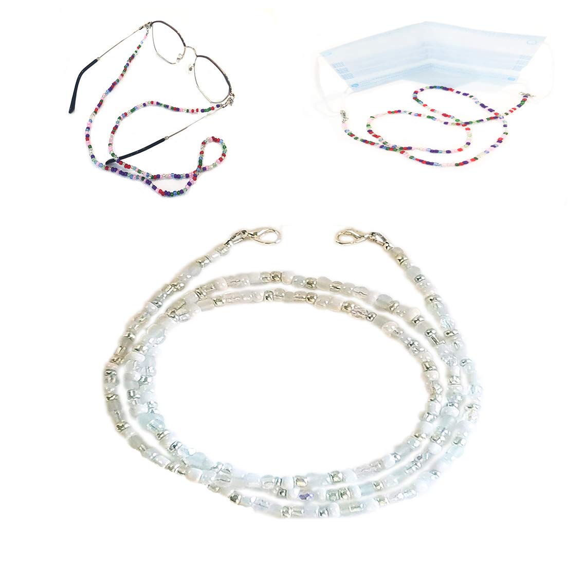 Beaded Mask Lanyard with Non-Slip Design - 28 Inch Unisex Glasses Mask Chain Holder - Perfect for Work, Travel & Outdoor Activities