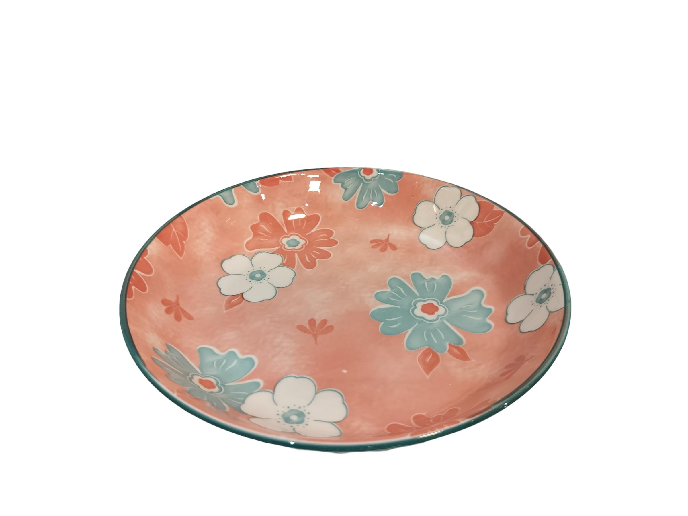 Lemon Tree Ceramic Serving Plate - 20 cm Round Deep Dish for Salad, Pasta & Snacks | Microwave, Dishwasher & Oven Safe Dinnerware | Perfect for Kitchen, Dining Room & Party Entertaining (Pink)
