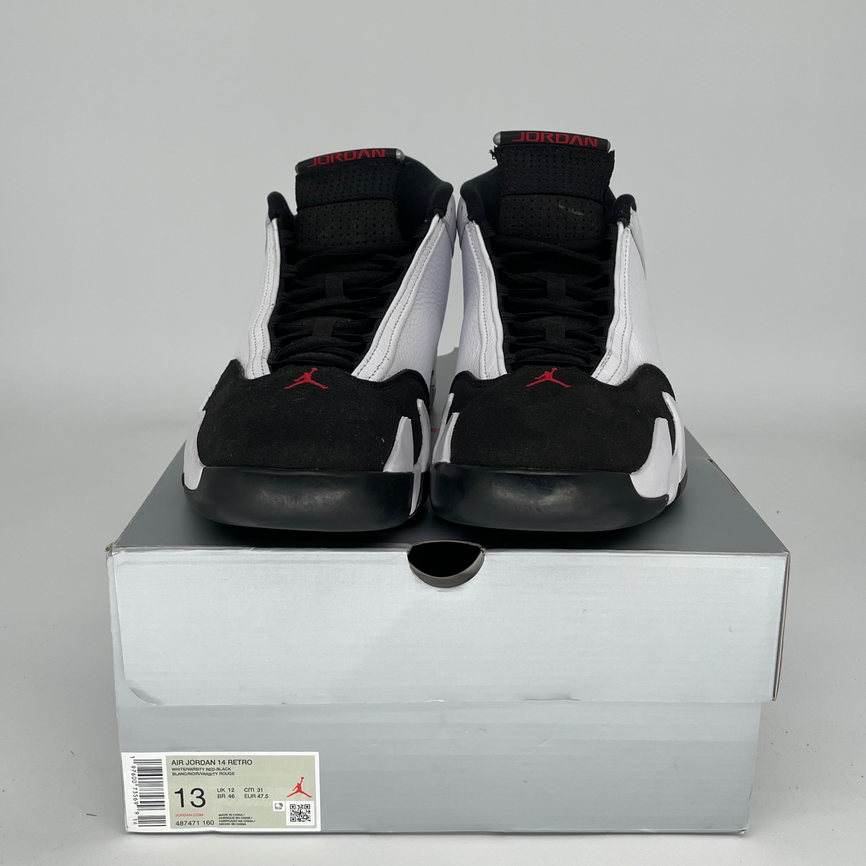 Original Air Jordan 14 Retro 'Black Toe' Men's Basketball Shoes Size 13 (487471-160) - Perfect for Sneaker Collectors & Court Performance