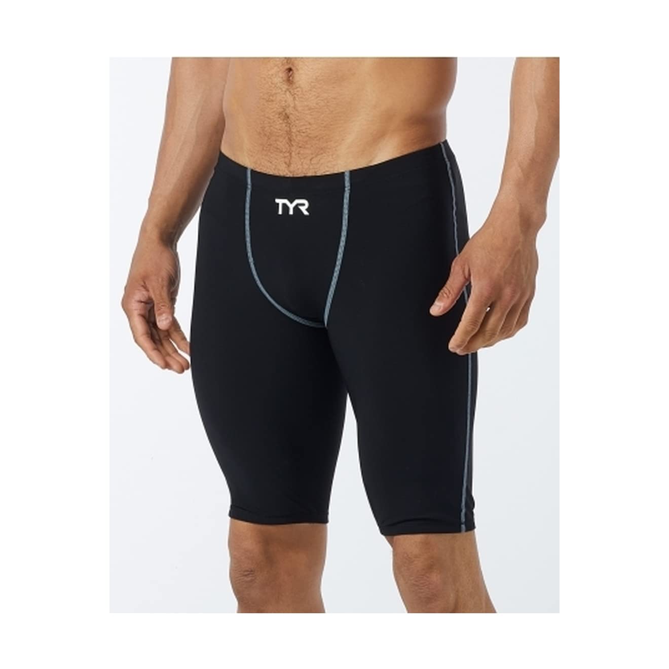 TYR Men's Thresher Swim Shorts - Black/Grey, Size 34 | Quick-Dry, Comfortable Swim Trunks for Beach, Pool & Water Sports